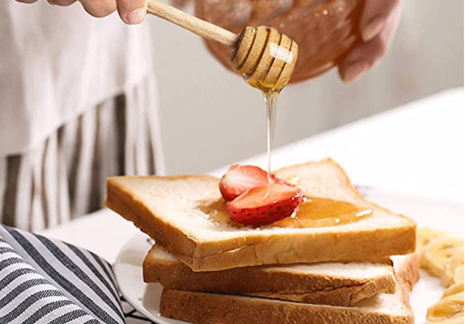 Cuillère à miel en bois fabriquée à la main pour le thé emballés  individuellement – Chocolat/glucose/